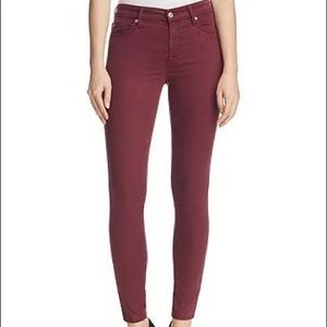 7 for All Mankind Maroon Skinny Jeans Size 26 Blair Denim